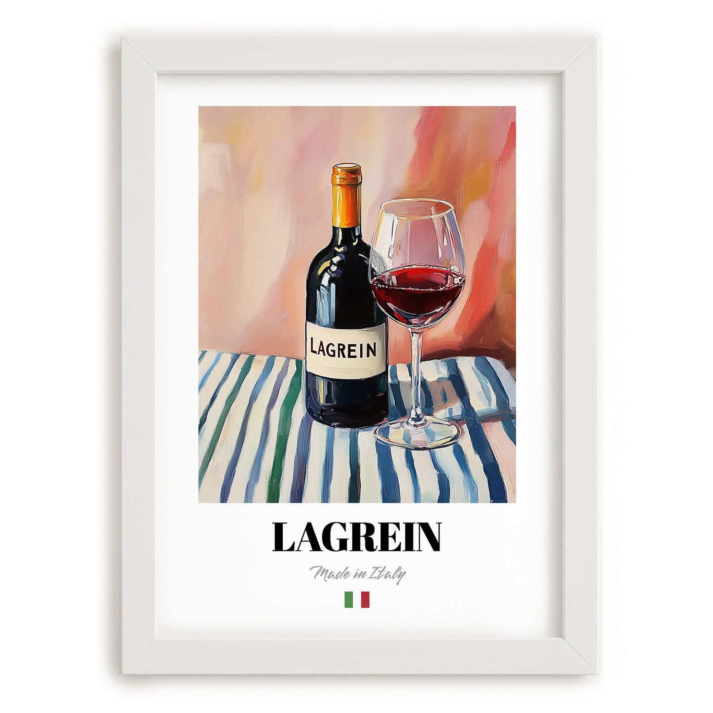 Lagrein – Italian Red Wine, Bodega Illustration, placed in minimal white frame