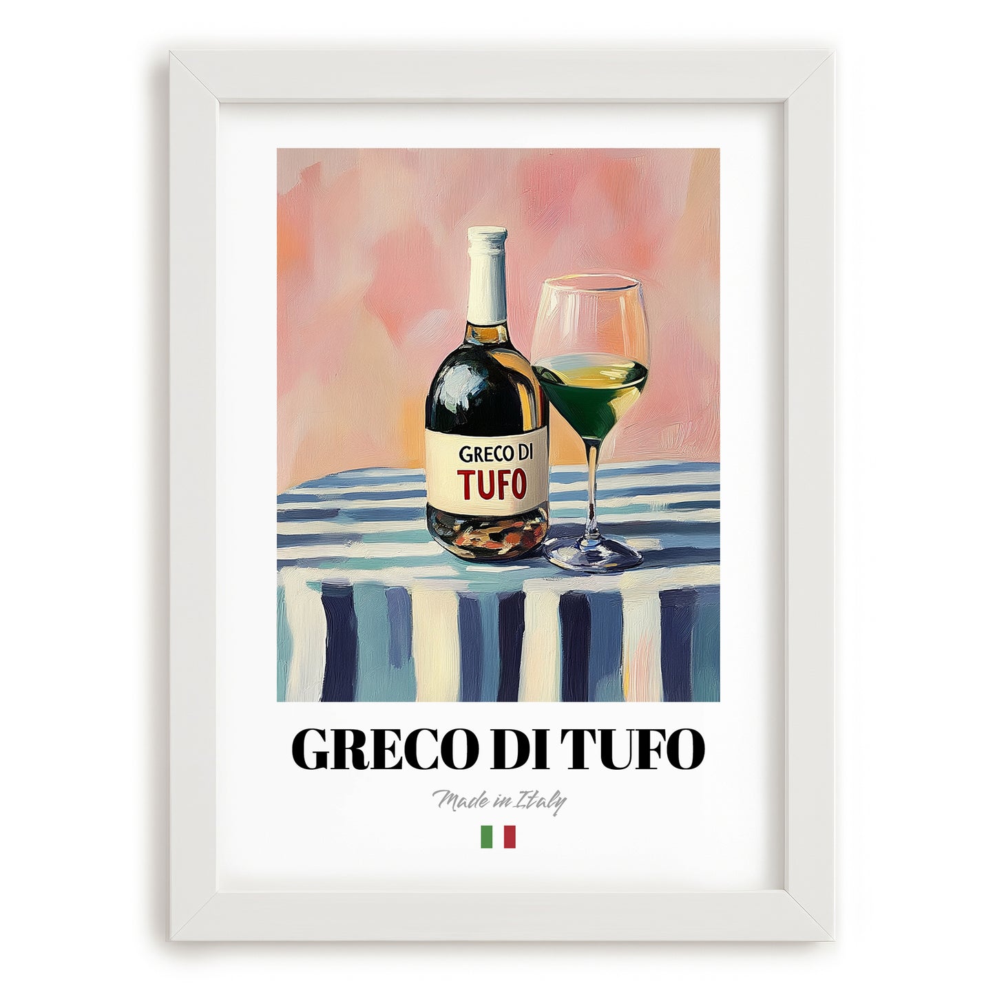 Greco di Tufo – Italian White Wine, Vinoteca Illustration, placed in minimal white frame