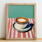 Café con Leche – Spanish Coffee, Book Café Painting, no-text version framed in wood