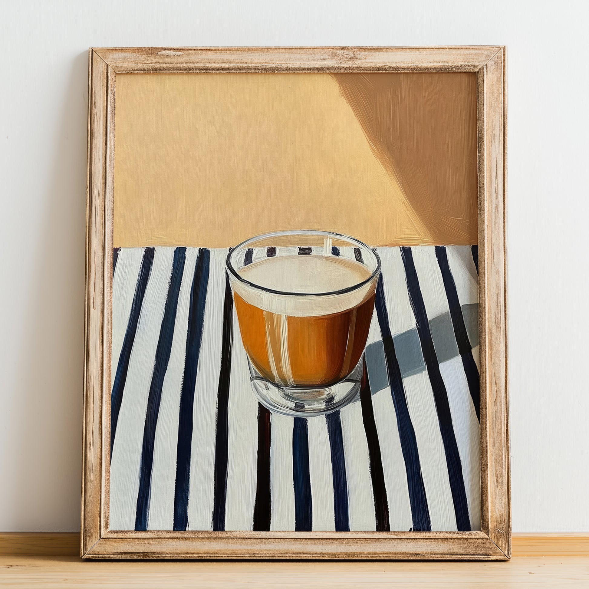 Cortado – Spanish Coffee, Konditorei Still Life, no-text version framed in wood