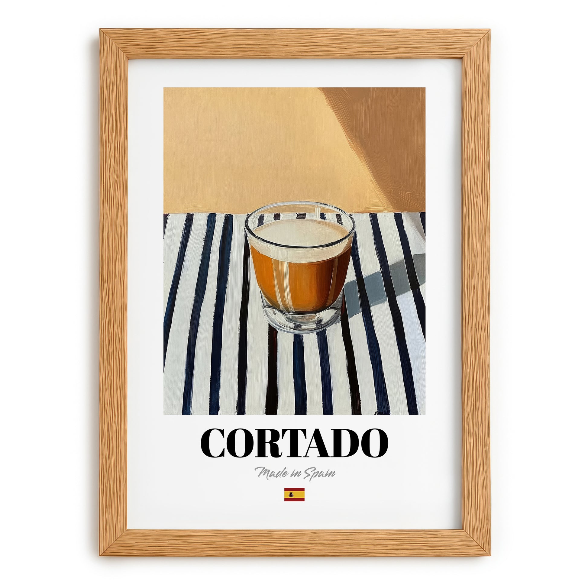 Cortado – Spanish Coffee, Konditorei Still Life, set in oak frame
