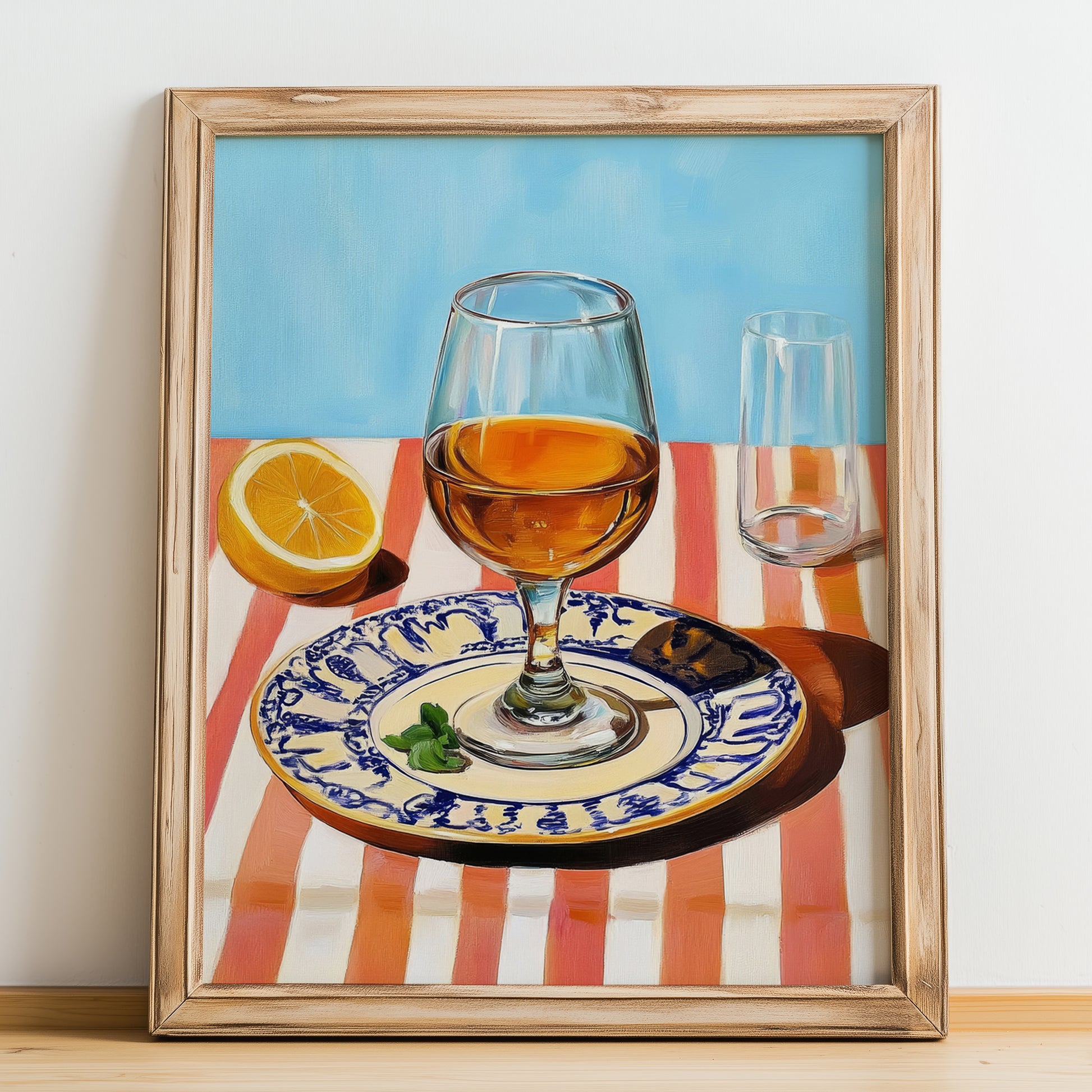 Brandy de Jerez – Spanish Spirit Drink, Rooftop Terrace Poster, no-text version framed in wood