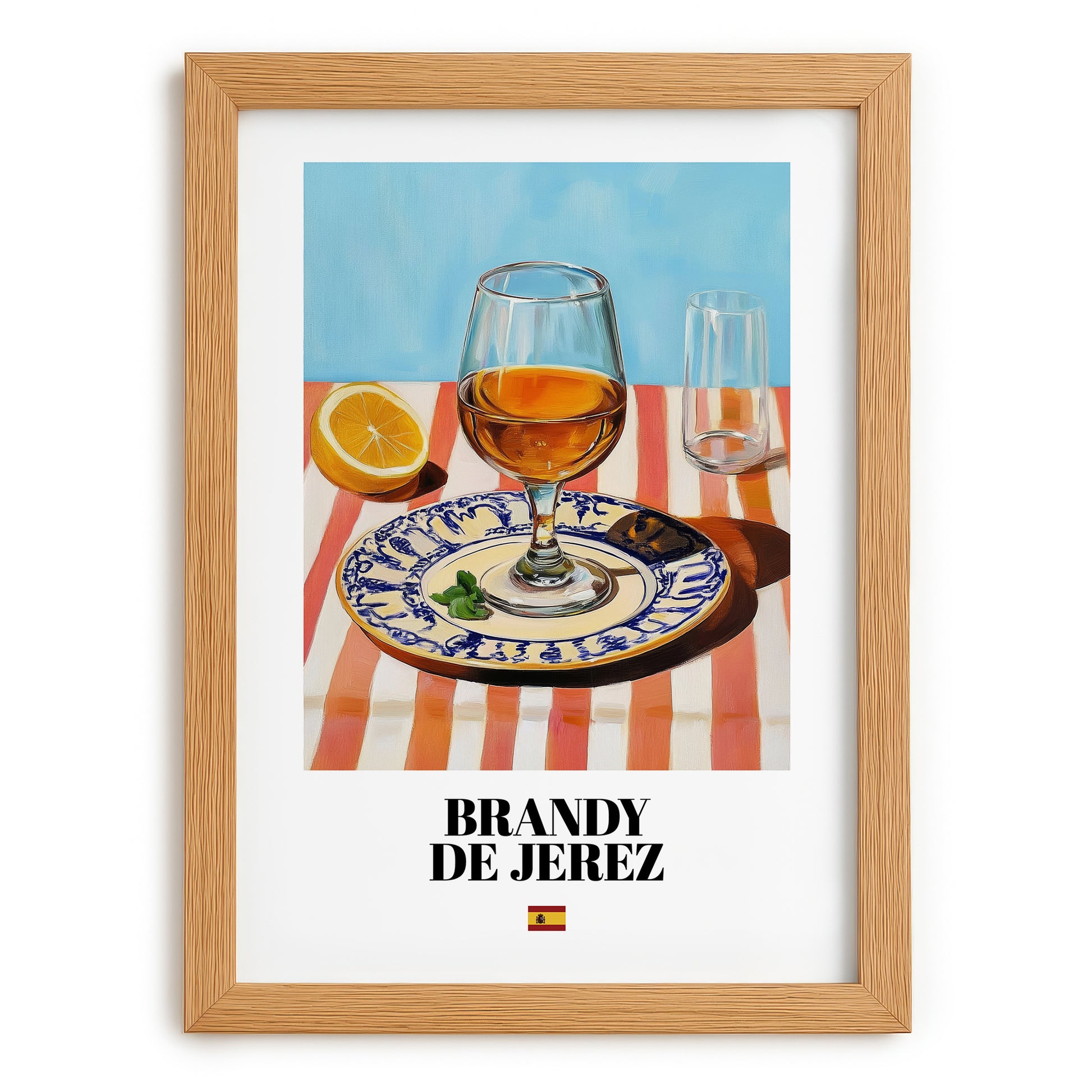 Brandy de Jerez – Spanish Spirit Drink, Rooftop Terrace Poster, set in oak frame
