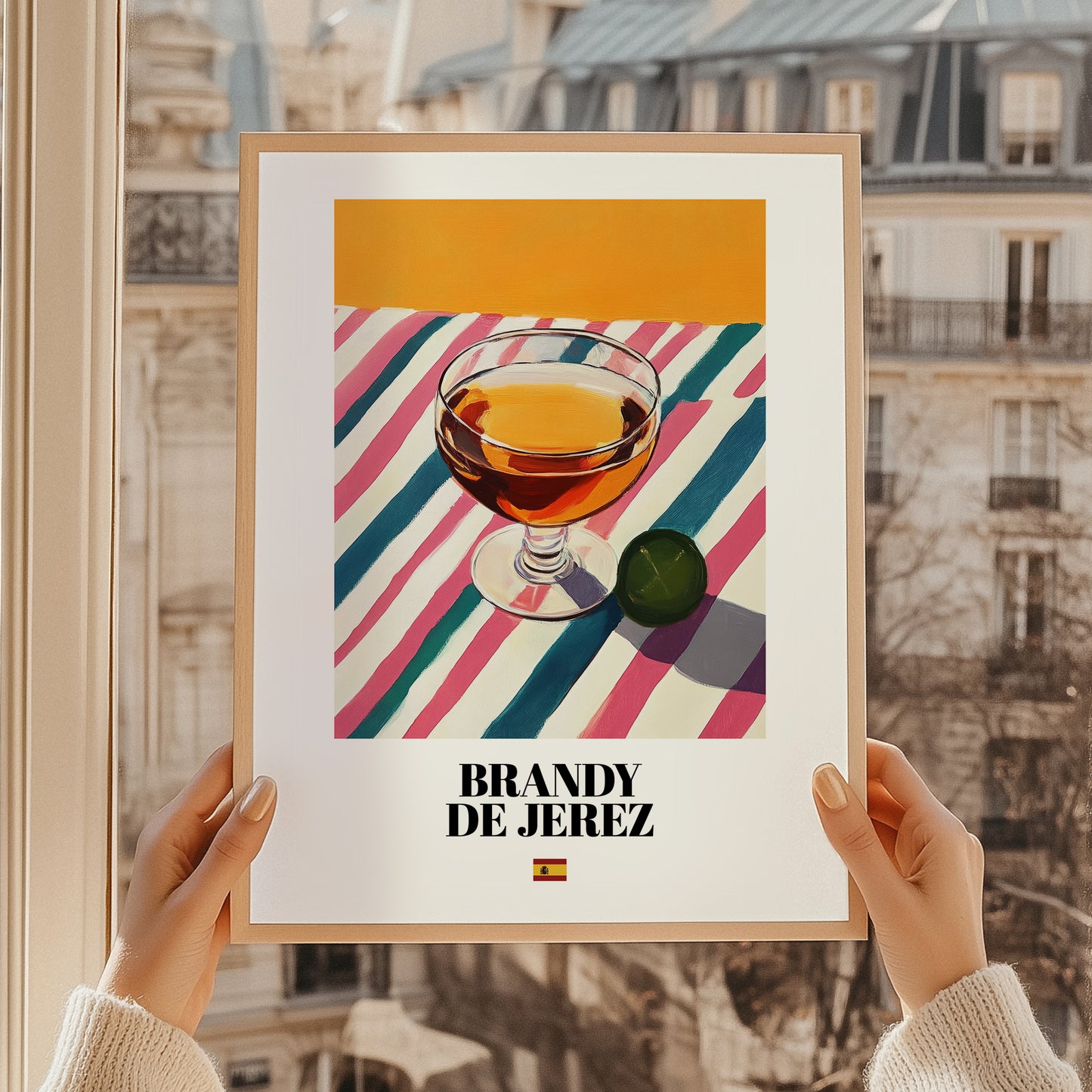 Brandy de Jerez – Spanish Spirit Drink, Sky Bar Painting, styled in a charming Paris street view