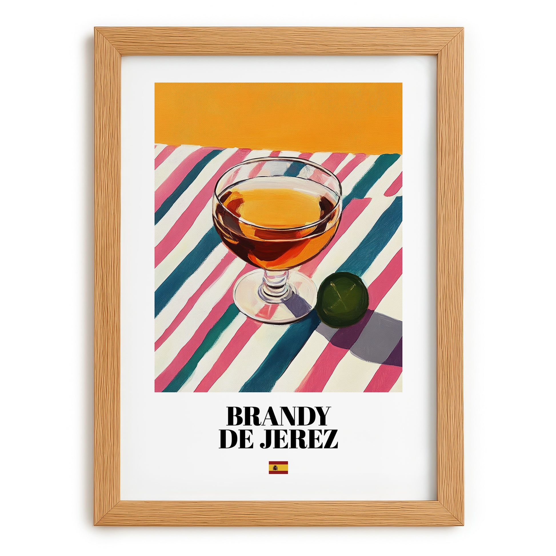 Brandy de Jerez – Spanish Spirit Drink, Sky Bar Painting, set in oak frame