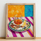 Pacharán – Spanish Liqueur Drink, Sky Bar Illustration, no-text version framed in wood