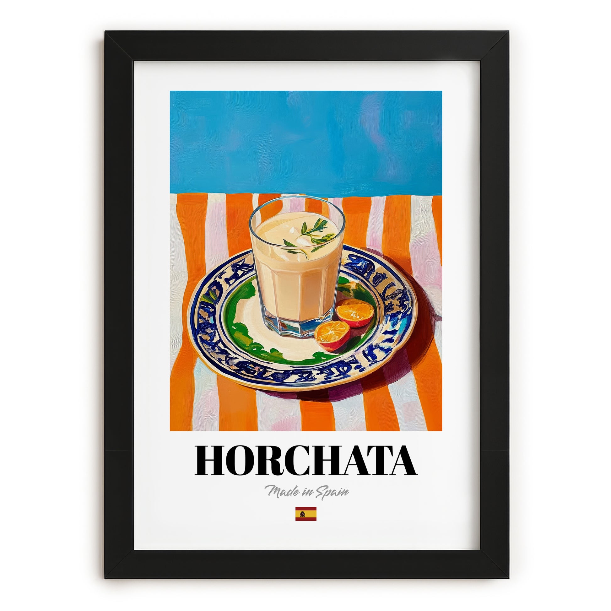 Horchata – Spanish Beverage Drink, Jazz Bar Poster, in sleek black frame