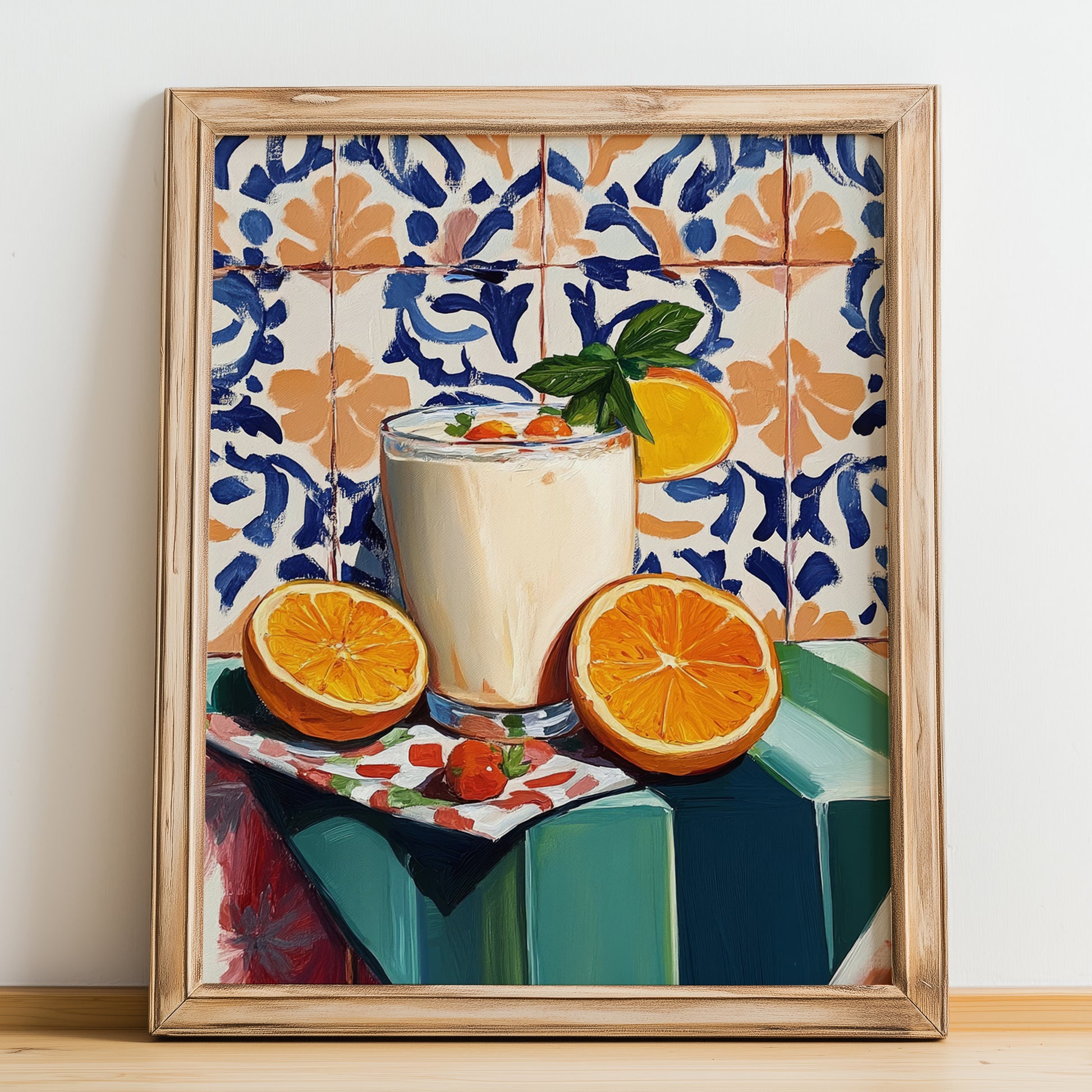 Horchata – Spanish Beverage Drink, Cocktail Lounge Art, no-text version framed in wood