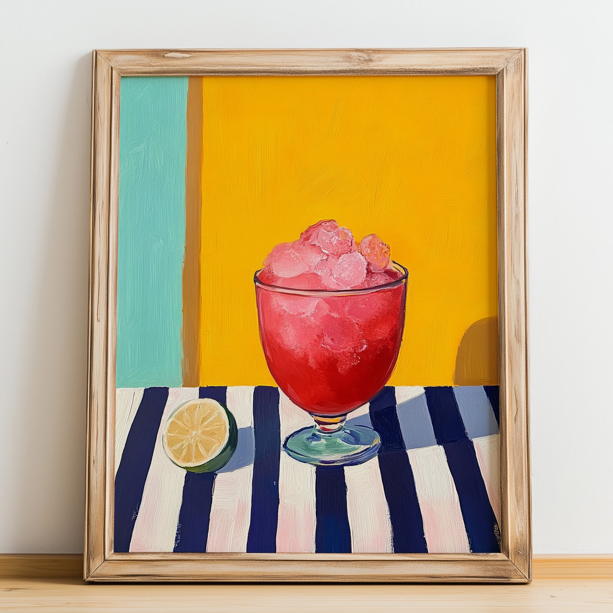 Granizado – Spanish Beverage Drink, Hotel Lobby Poster, no-text version framed in wood