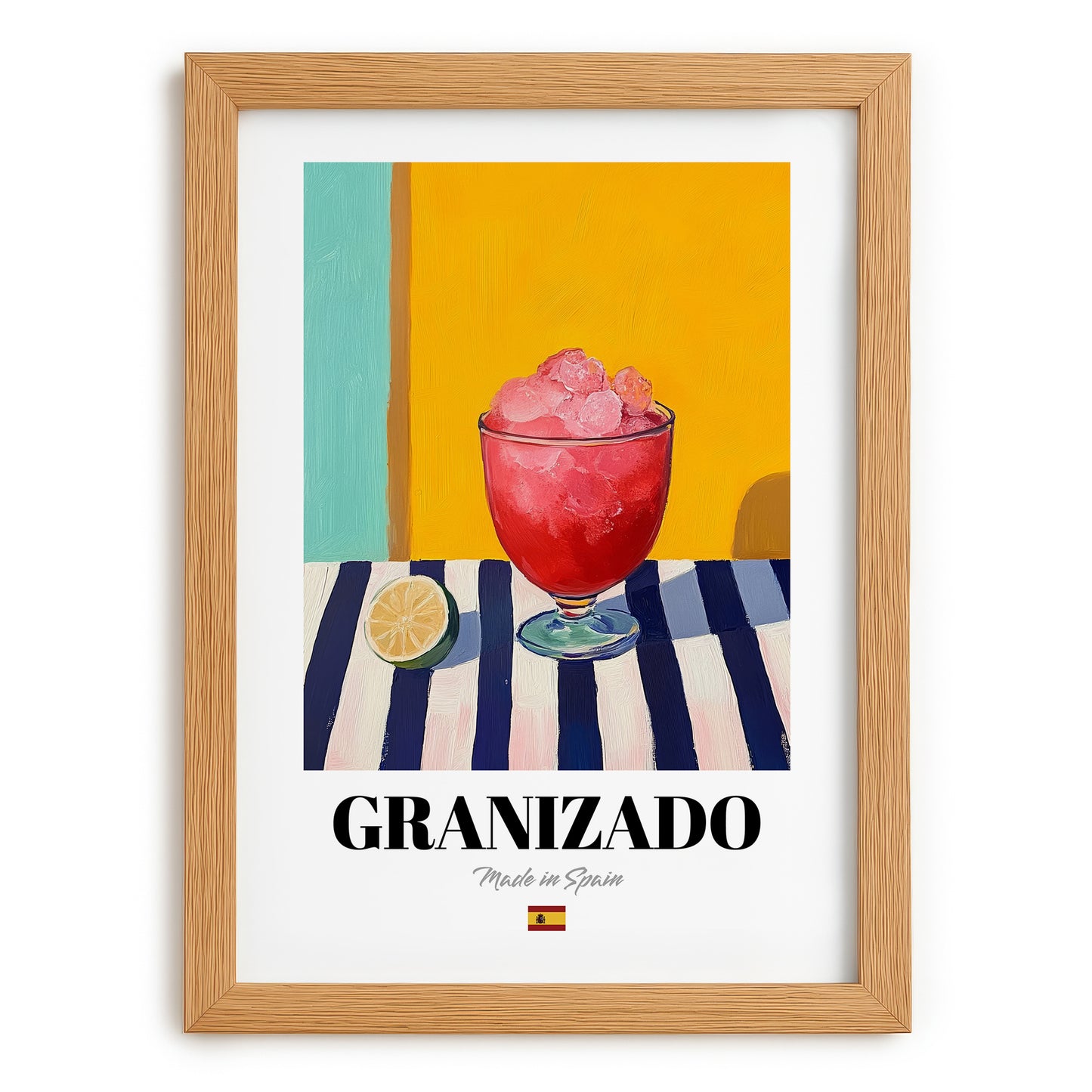 Granizado – Spanish Beverage Drink, Hotel Lobby Poster, set in oak frame