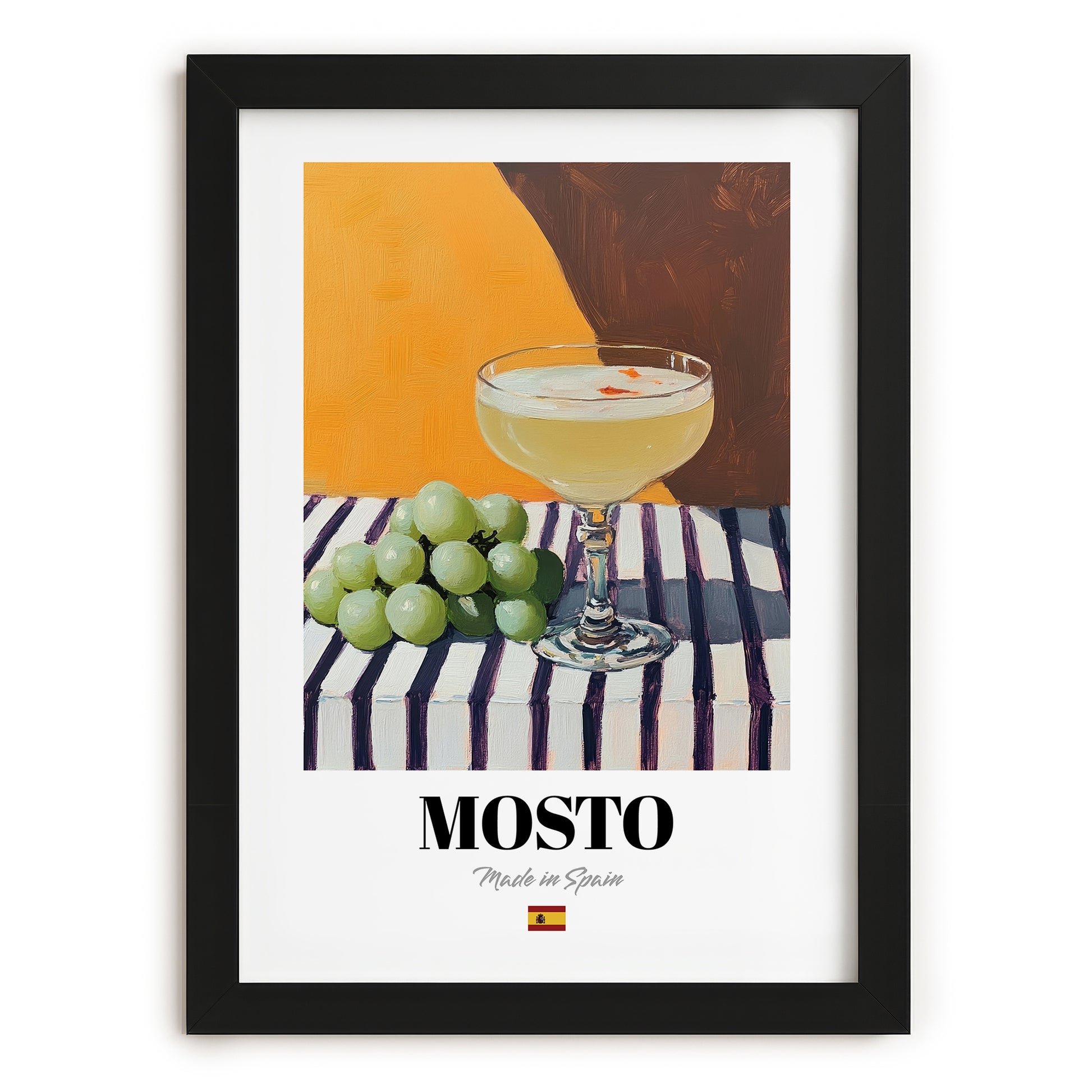 Mosto – Spanish Beverage Drink, Cocktail Lounge Poster, in sleek black frame