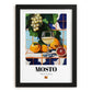 Mosto – Spanish Beverage Drink, Beach Bar Poster, in sleek black frame