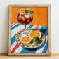 Sangria – Spanish Cocktail Drink, Cocktail Lounge Painting, no-text version framed in wood