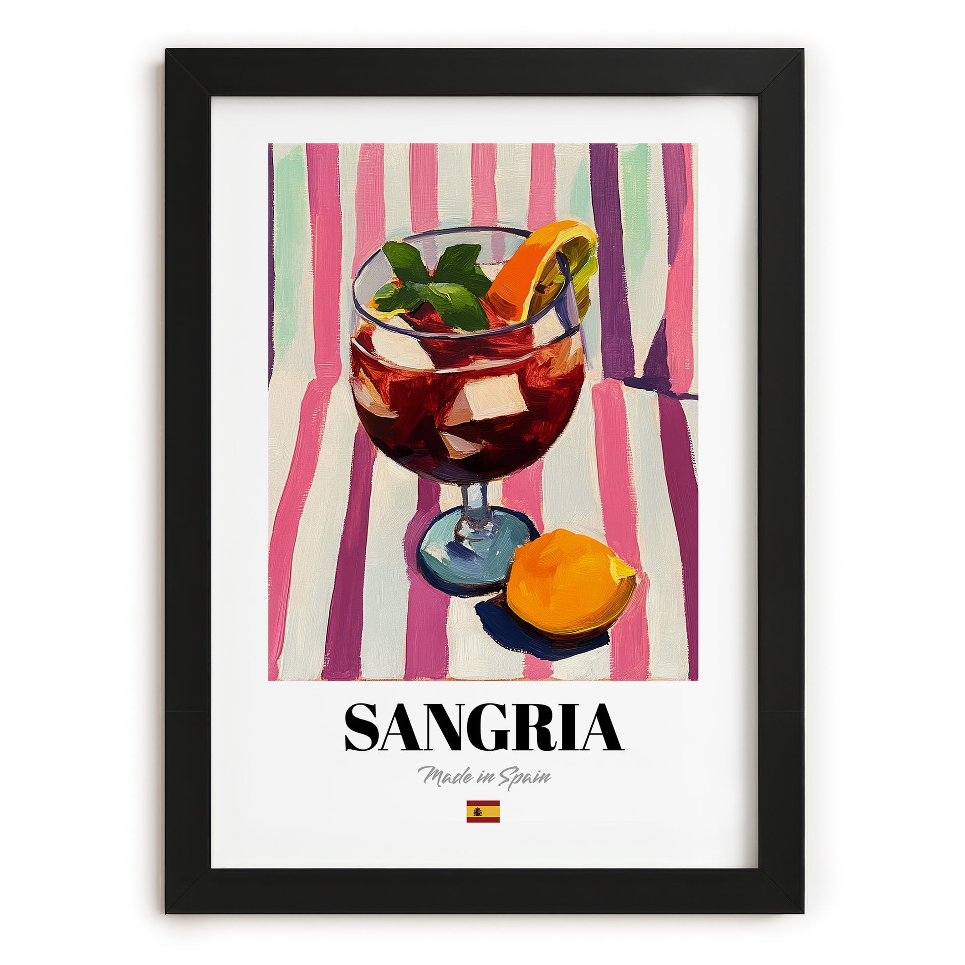 Sangria – Spanish Cocktail Drink, Cocktail Lounge Poster, in sleek black frame