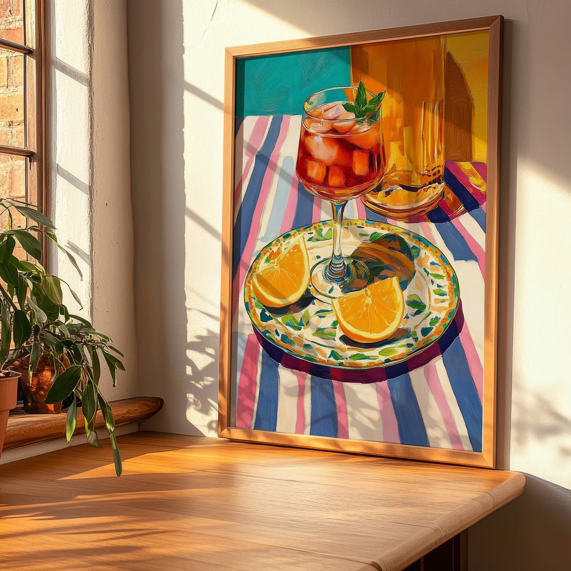 Tinto de Verano – Spanish Cocktail Drink, Hotel Lobby Illustration, clean layout with no caption