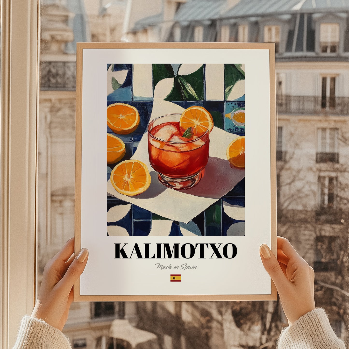 Kalimotxo – Spanish Cocktail Drink, Sky Bar Painting, styled in a charming Paris street view