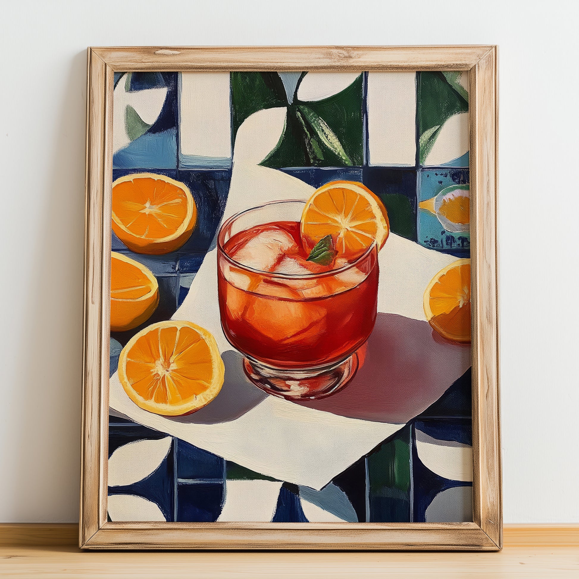 Kalimotxo – Spanish Cocktail Drink, Sky Bar Painting, no-text version framed in wood