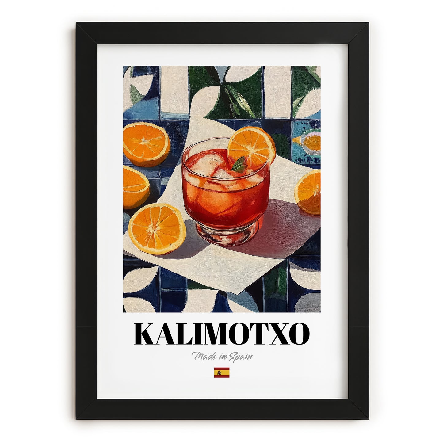 Kalimotxo – Spanish Cocktail Drink, Sky Bar Painting, in sleek black frame