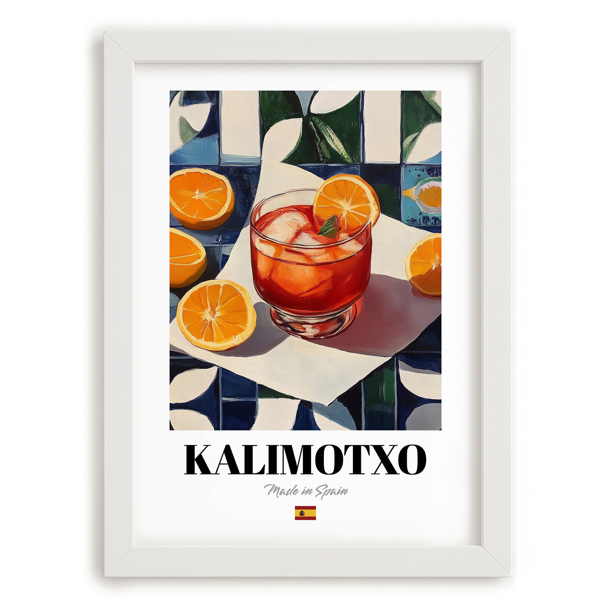 Kalimotxo – Spanish Cocktail Drink, Sky Bar Painting, placed in minimal white frame