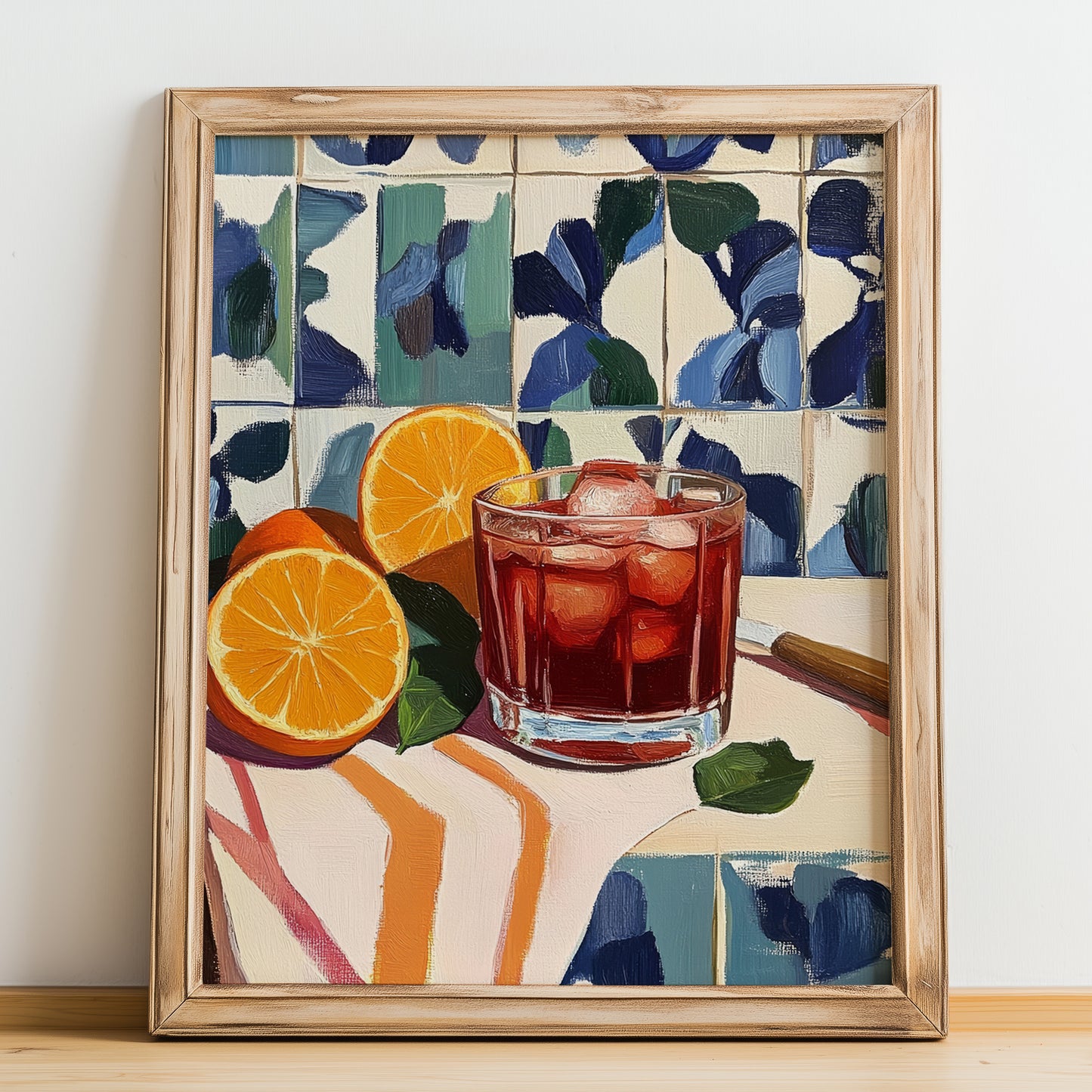 Kalimotxo – Spanish Cocktail Drink, Jazz Bar Wall Art, no-text version framed in wood