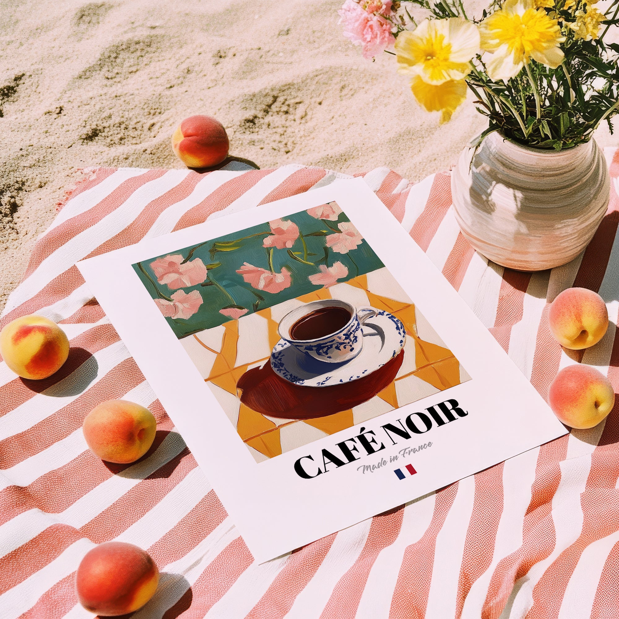 Café Noir – French Coffee, Book Café Poster, unframed on coastal sand