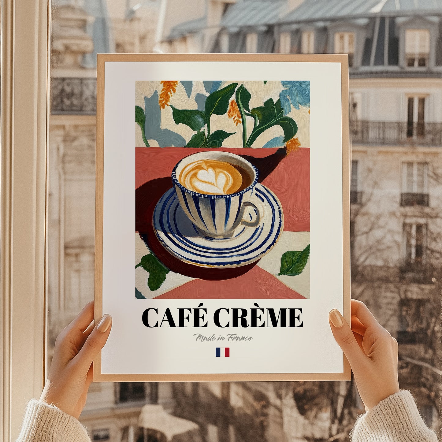 Café Crème – French Coffee, Espresso Bar Wall Decor, styled in a charming Paris street view
