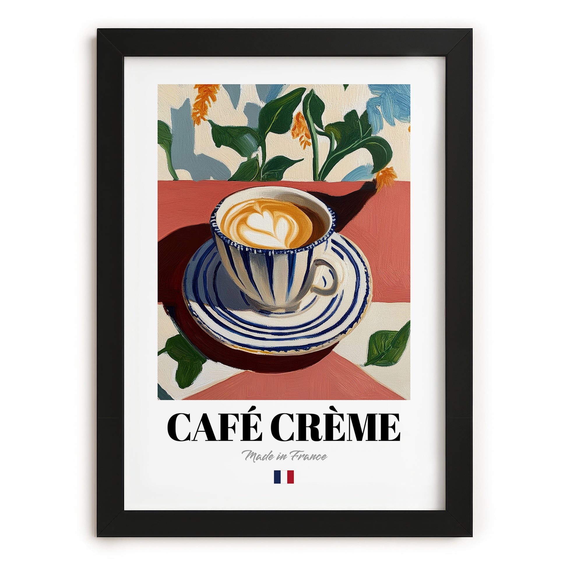 Café Crème – French Coffee, Espresso Bar Wall Decor, in sleek black frame