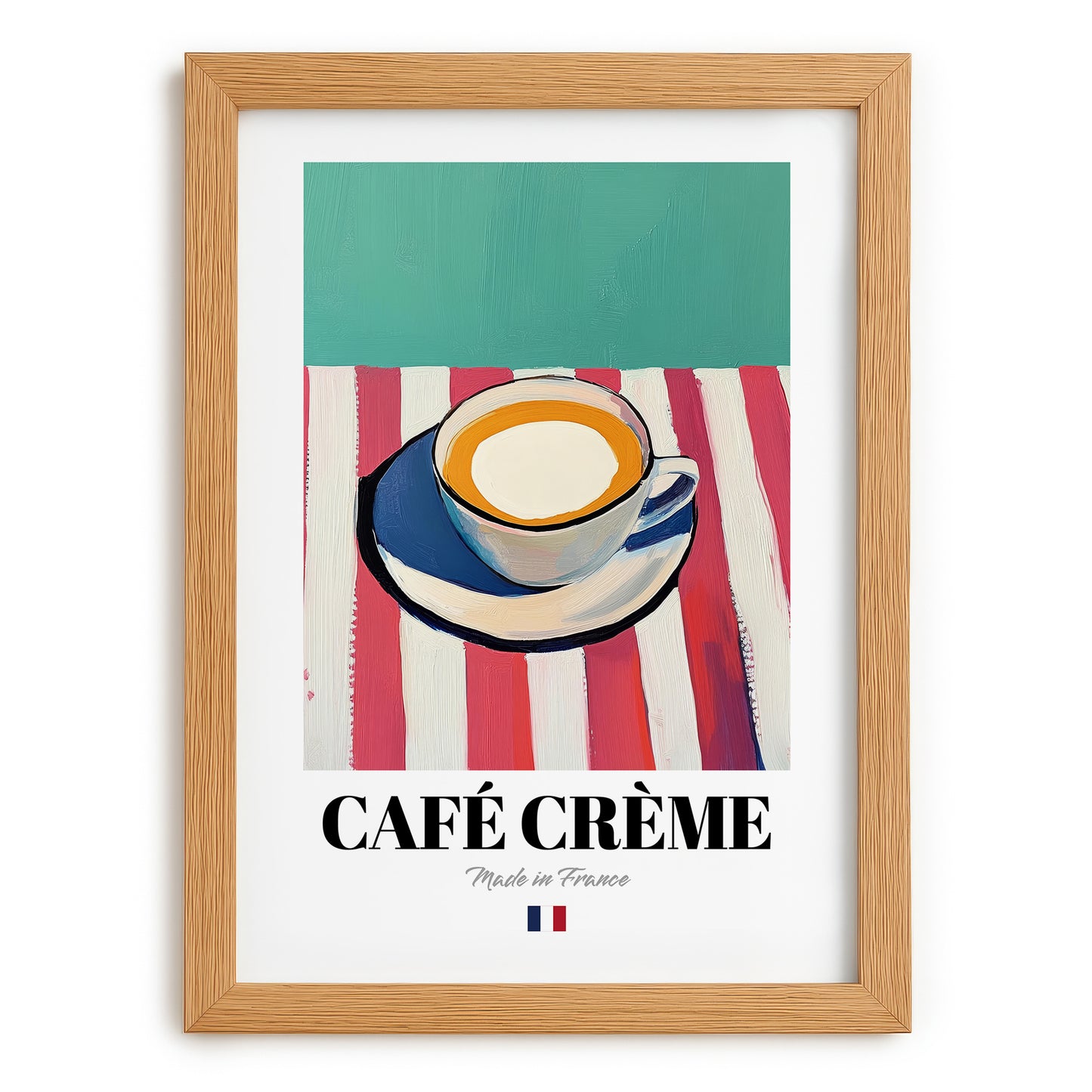Café Crème – French Coffee, Konditorei Poster, set in oak frame