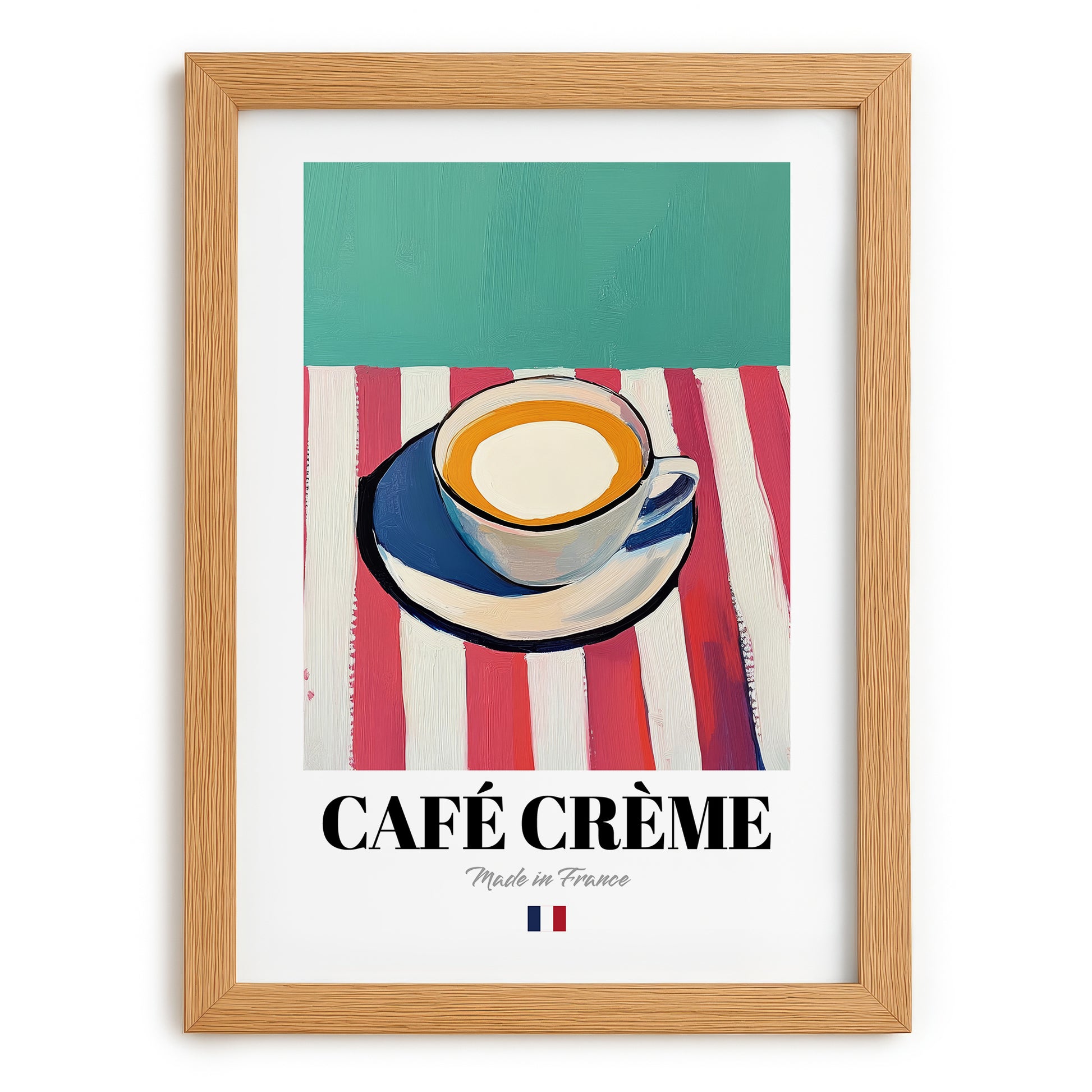 Café Crème – French Coffee, Konditorei Poster, set in oak frame