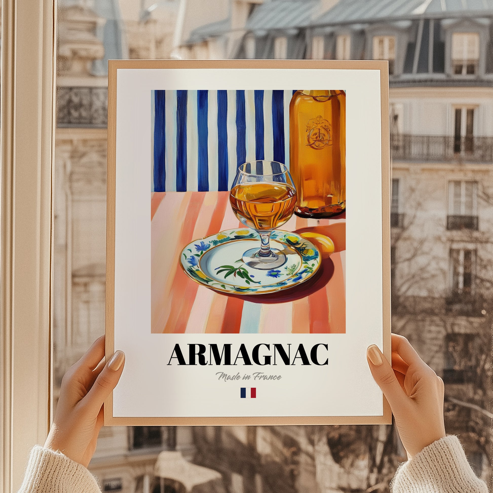 Armagnac – French Spirit Drink, Cocktail Lounge Wall Art, styled in a charming Paris street view