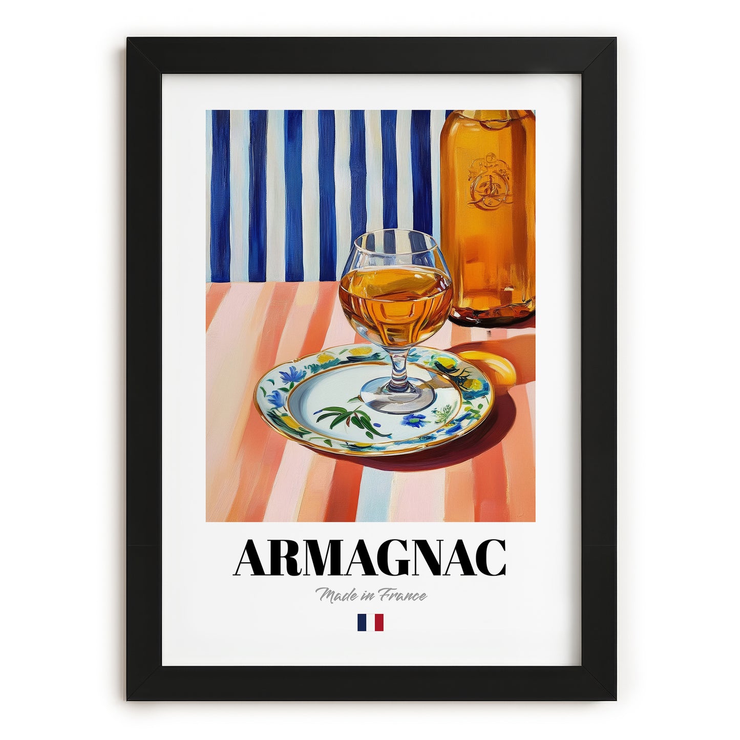 Armagnac – French Spirit Drink, Cocktail Lounge Wall Art, in sleek black frame