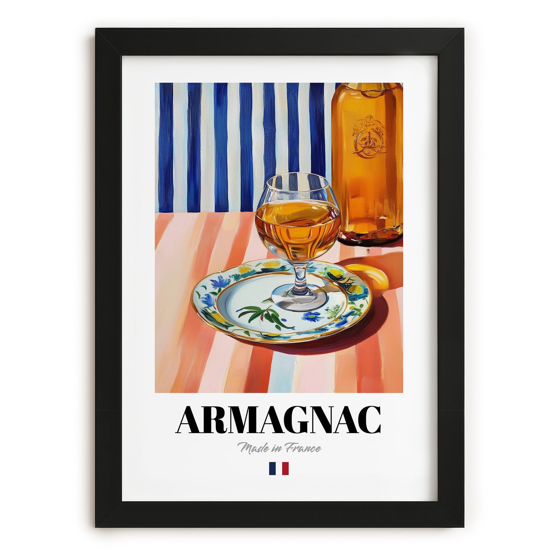Armagnac – French Spirit Drink, Cocktail Lounge Wall Art, in sleek black frame