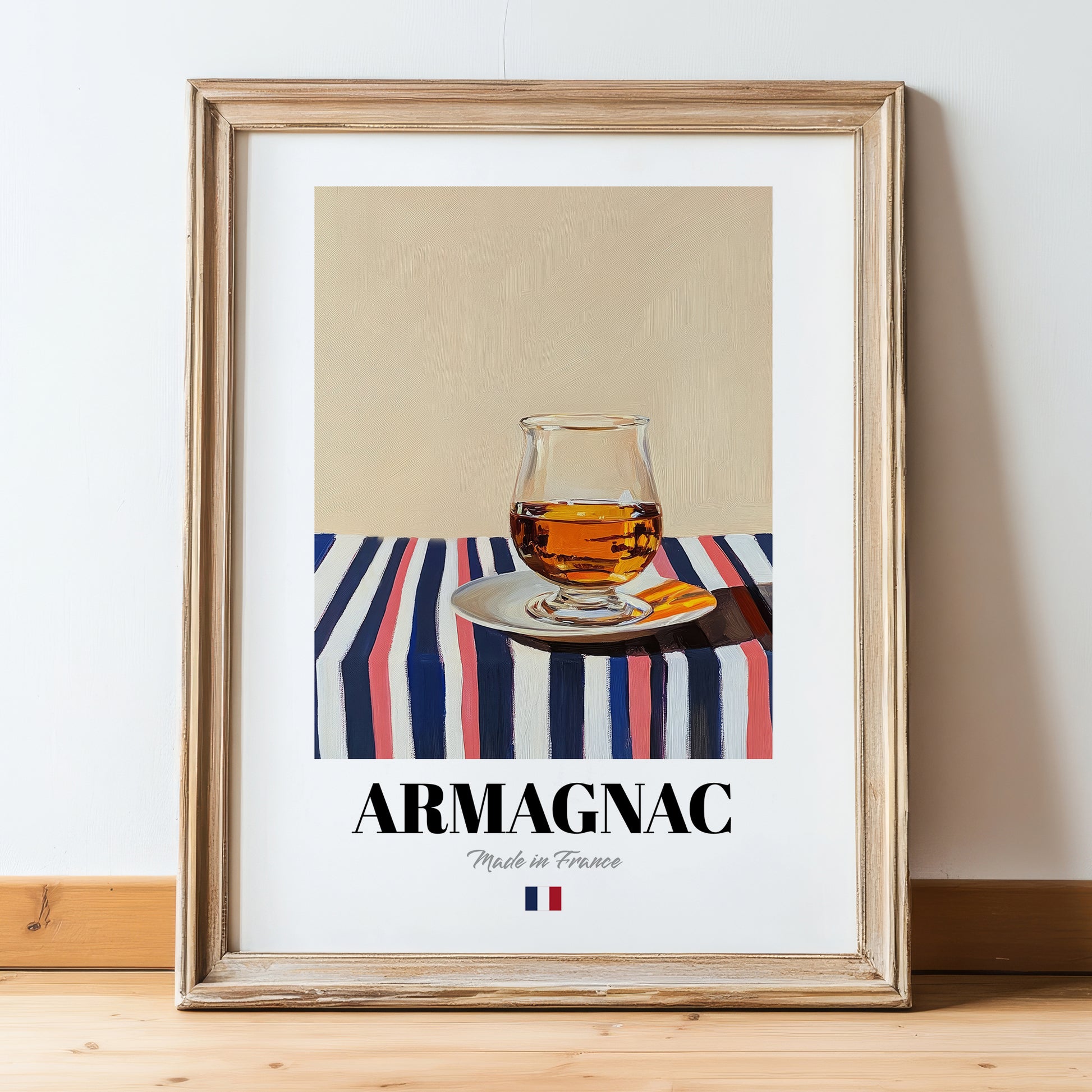 Armagnac – French Spirit Drink, Hotel Lobby Poster, in wooden frame leaning on the floor
