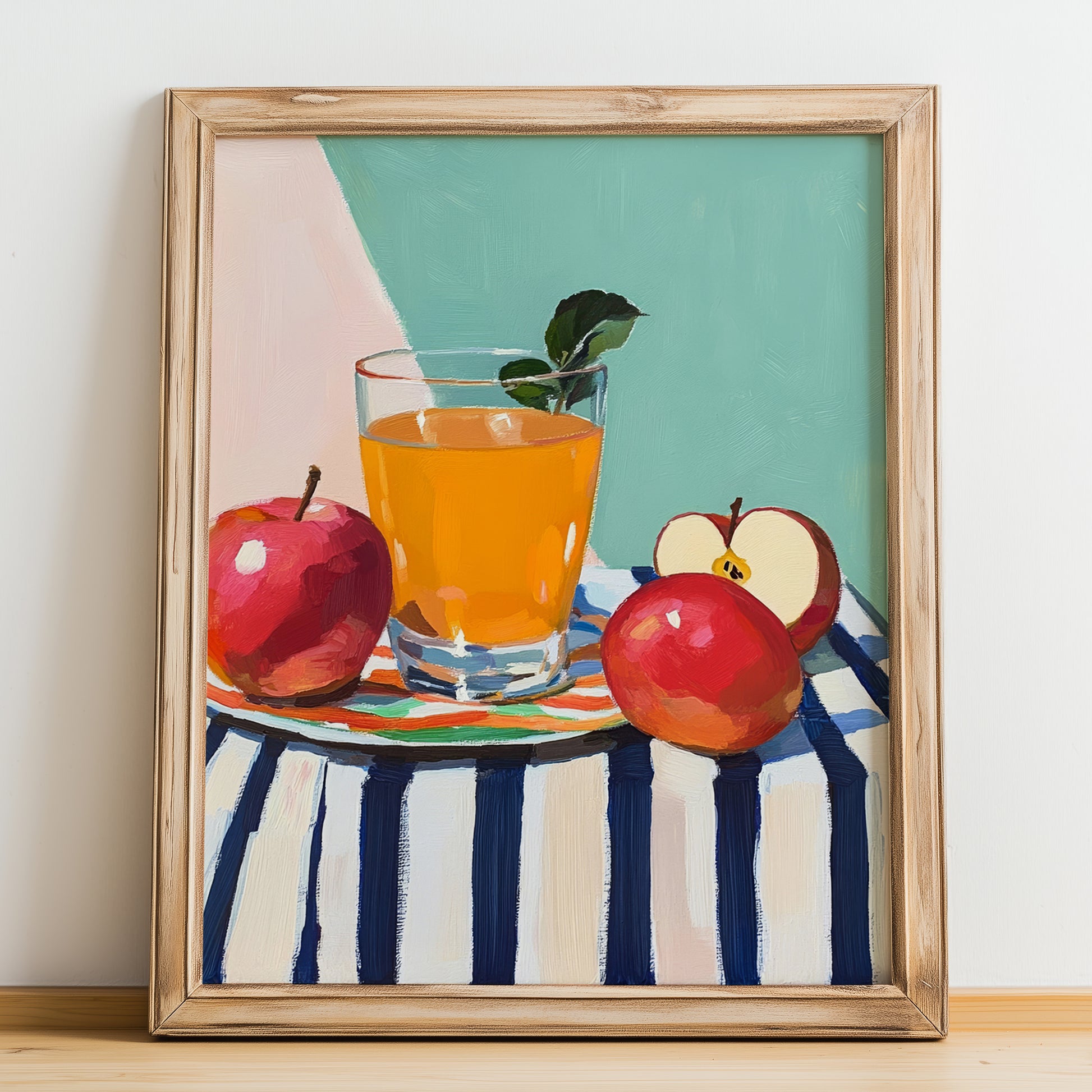 Jus de Pomme – French Beverage Drink, Cocktail Lounge Poster, no-text version framed in wood