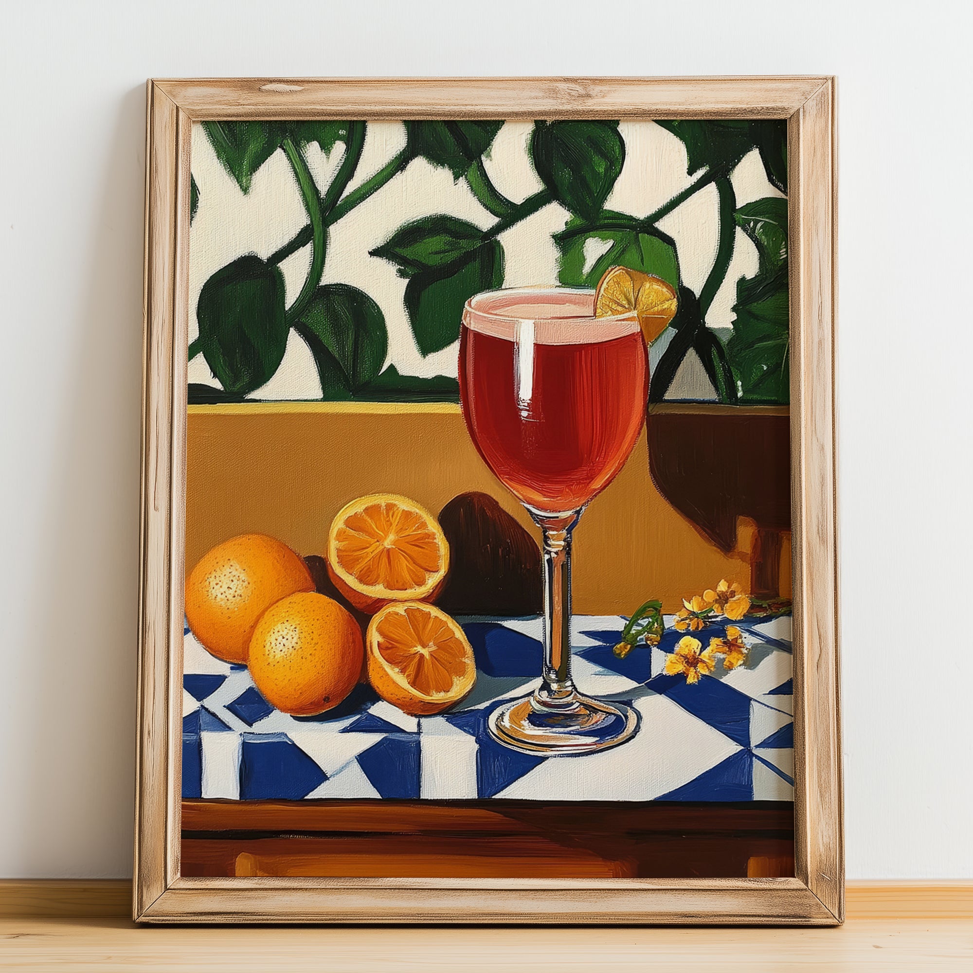Kir – French Cocktail Drink, Hotel Lobby Poster, no-text version framed in wood