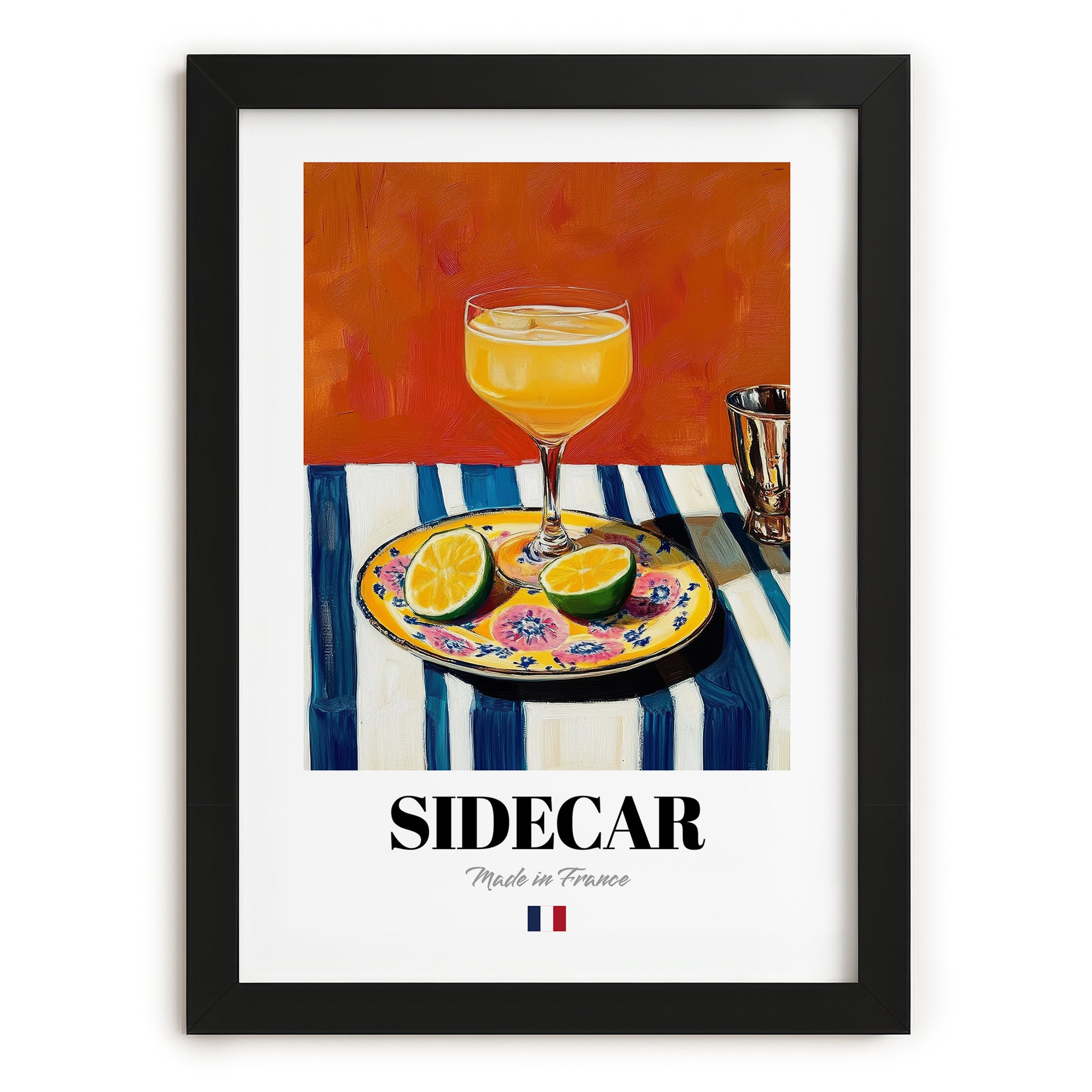 Sidecar – French Cocktail Drink, Sky Bar Poster, in sleek black frame