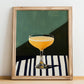 Sidecar – French Cocktail Drink, Cocktail Lounge Wall Art, no-text version framed in wood