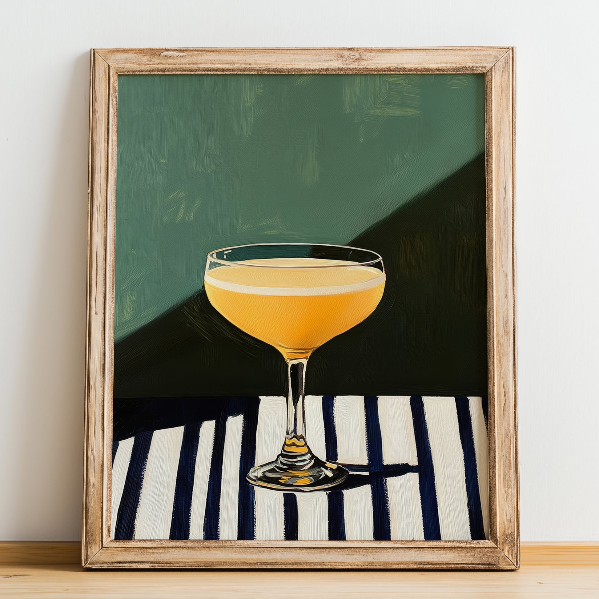 Sidecar – French Cocktail Drink, Cocktail Lounge Wall Art, no-text version framed in wood