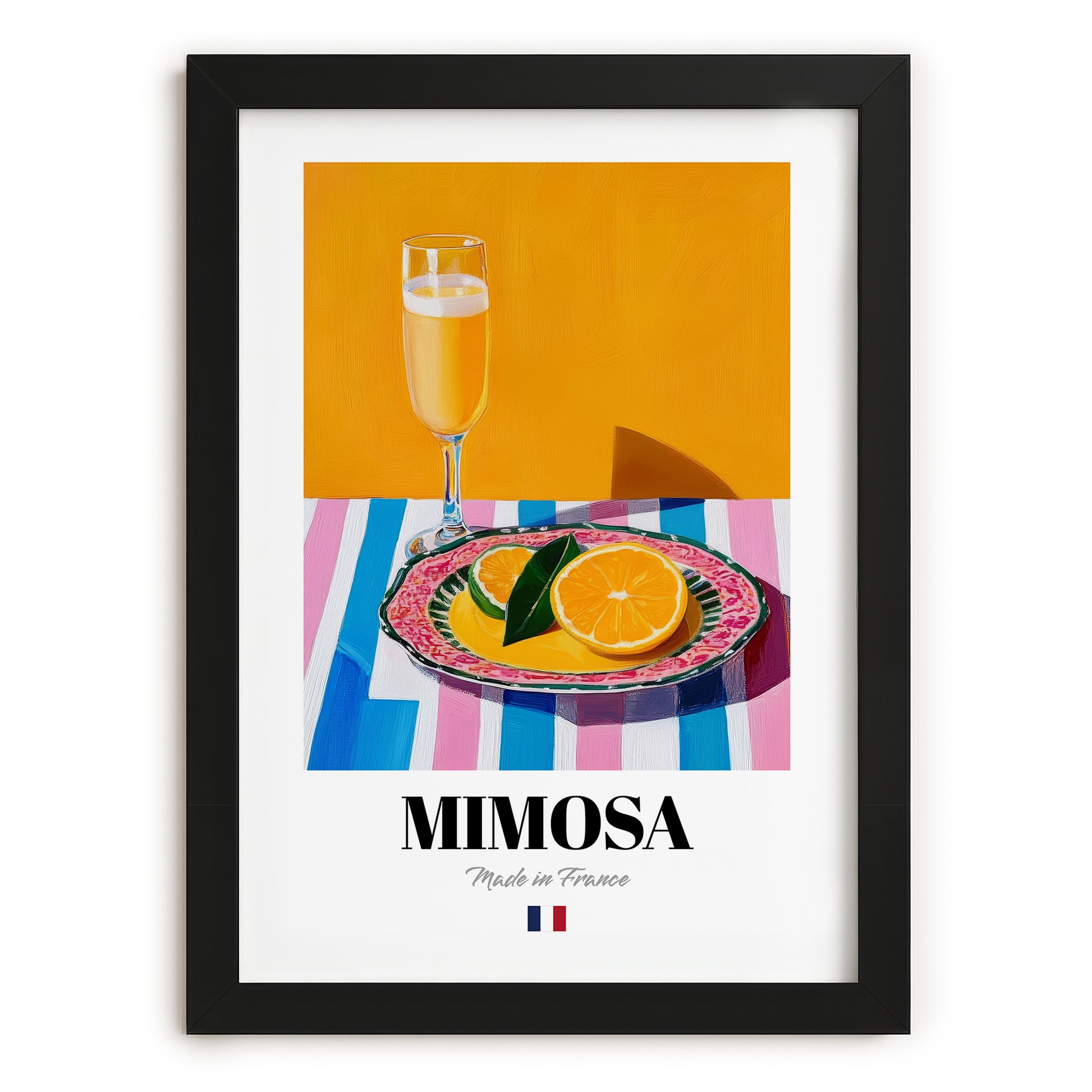 Mimosa – French Cocktail Drink, Cocktail Lounge Poster, in sleek black frame