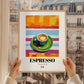 Espresso – Italian Coffee, Café Poster, styled in a charming Paris street view