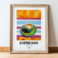 Espresso – Italian Coffee, Café Poster, in wooden frame leaning on the floor