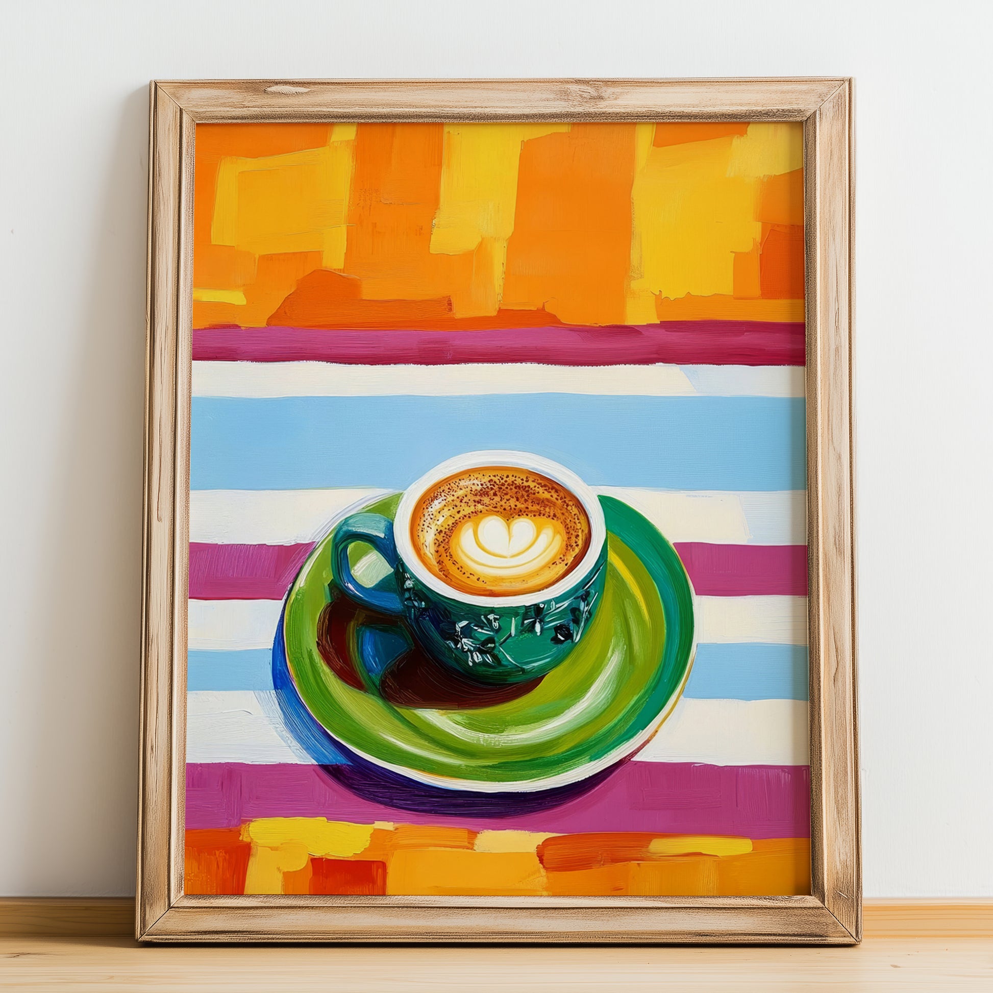 Espresso – Italian Coffee, Café Poster, no-text version framed in wood