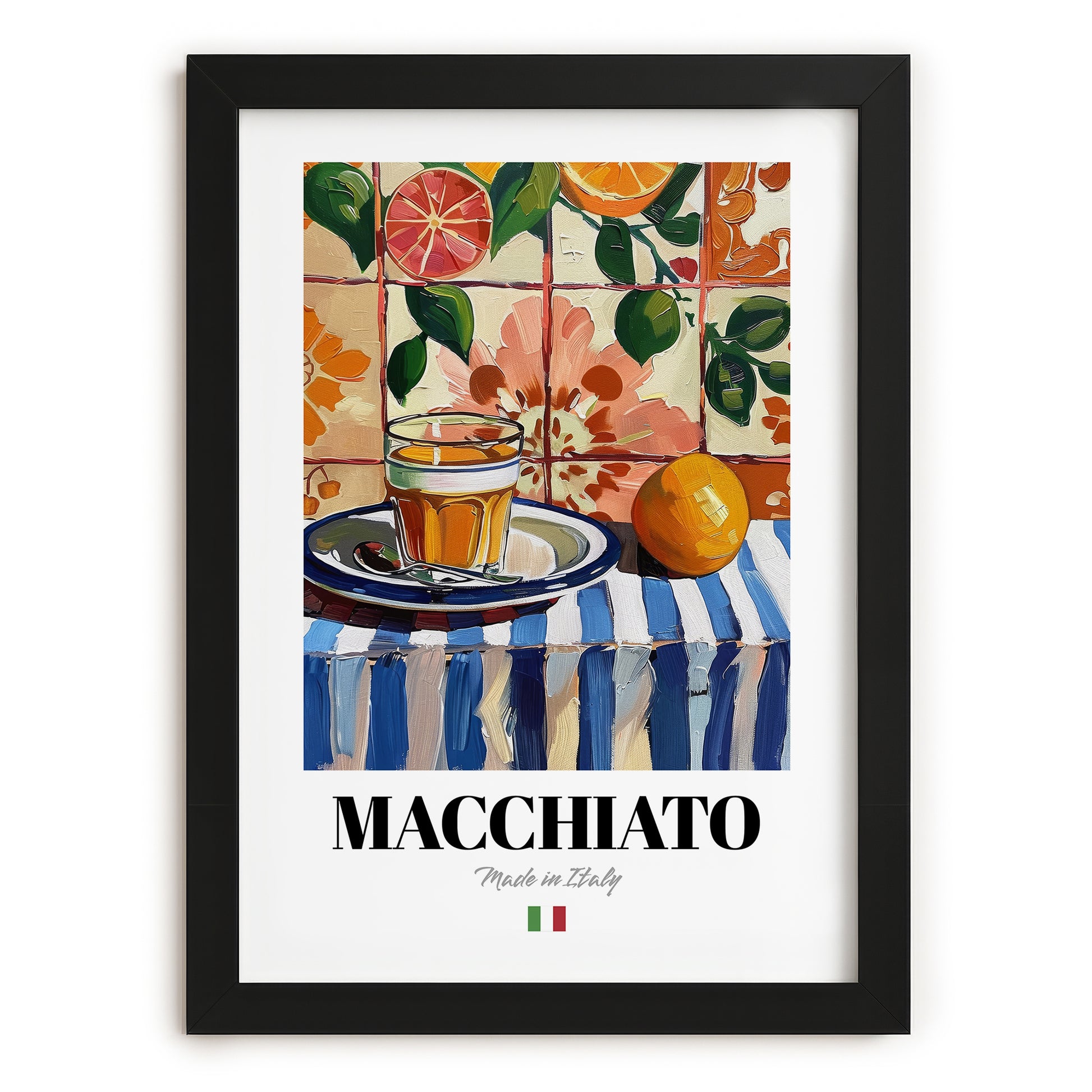 Macchiato – Italian Coffee, Café Print, in sleek black frame