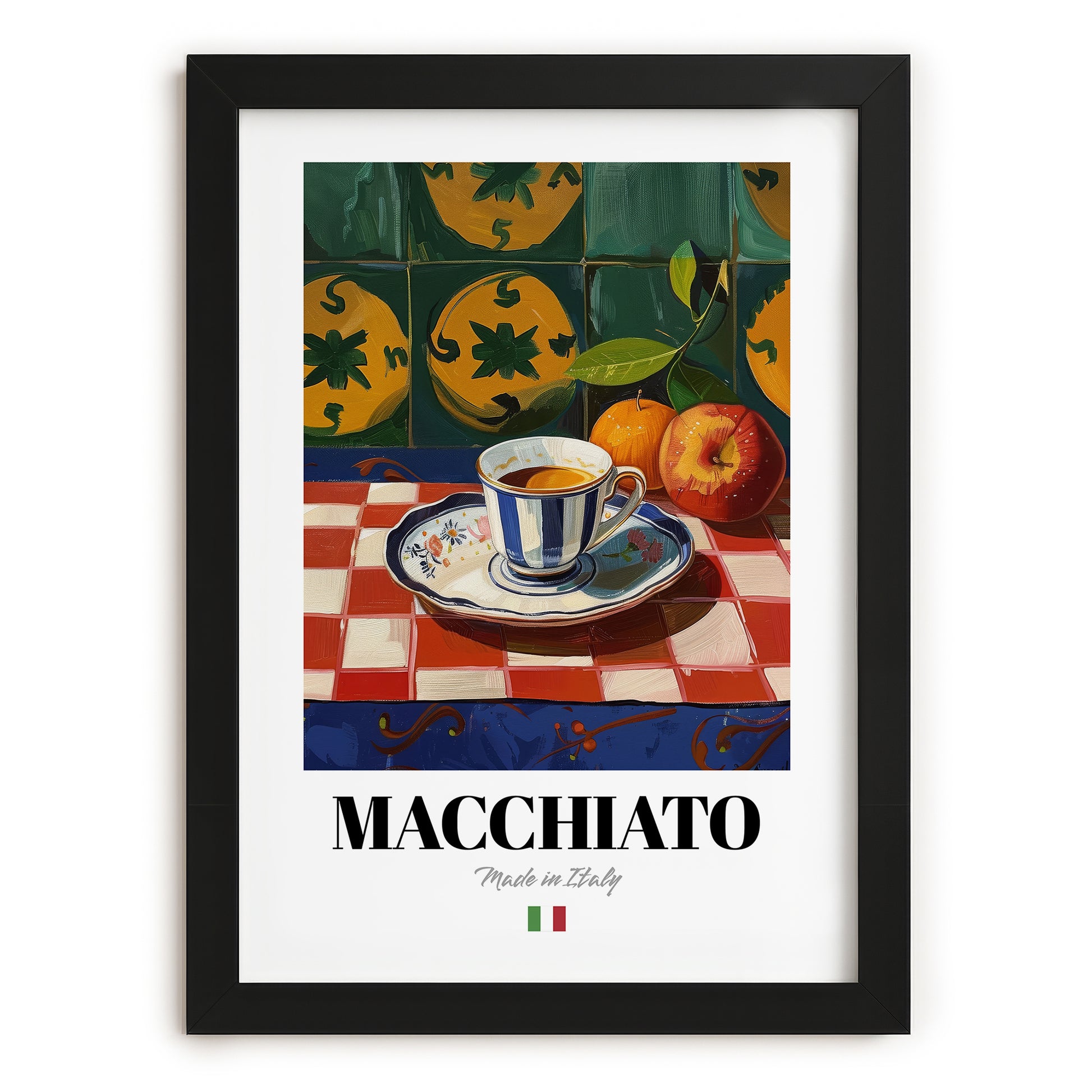 Macchiato – Italian Coffee, Café Poster, in sleek black frame