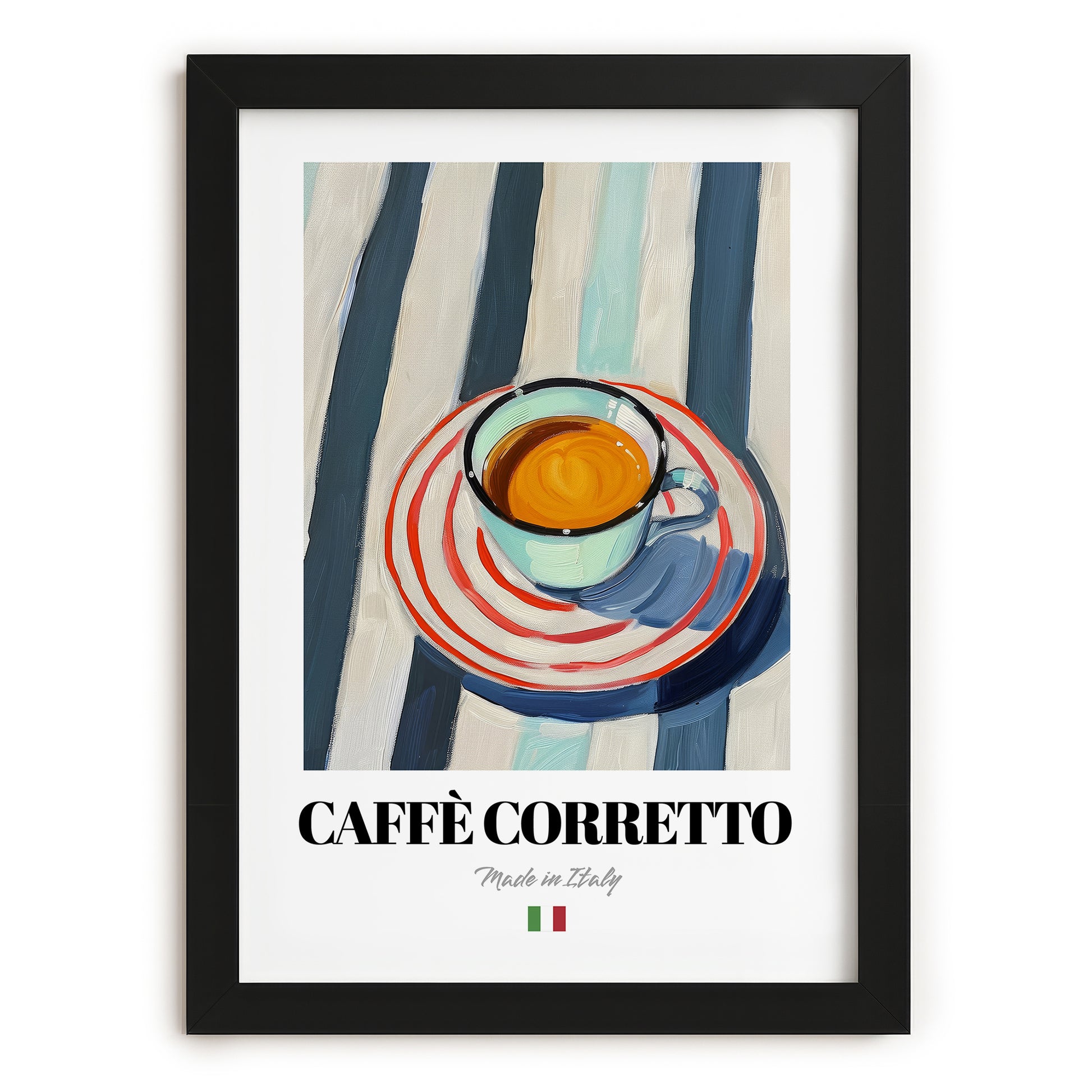 Caffè Corretto – Italian Coffee, Street Café Print, in sleek black frame