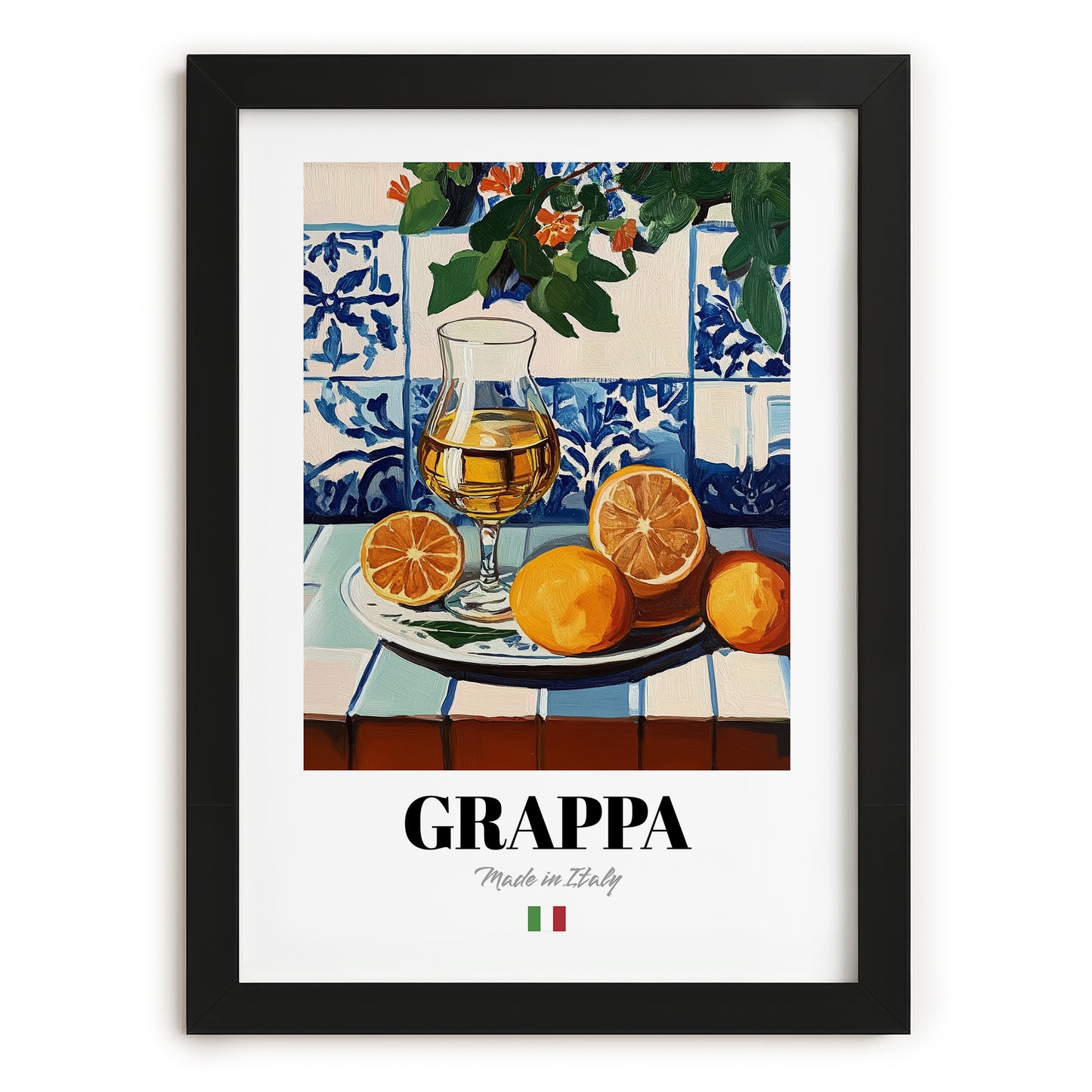 Grappa – Italian Spirit Drink, Cocktail Lounge Wall Art, in sleek black frame