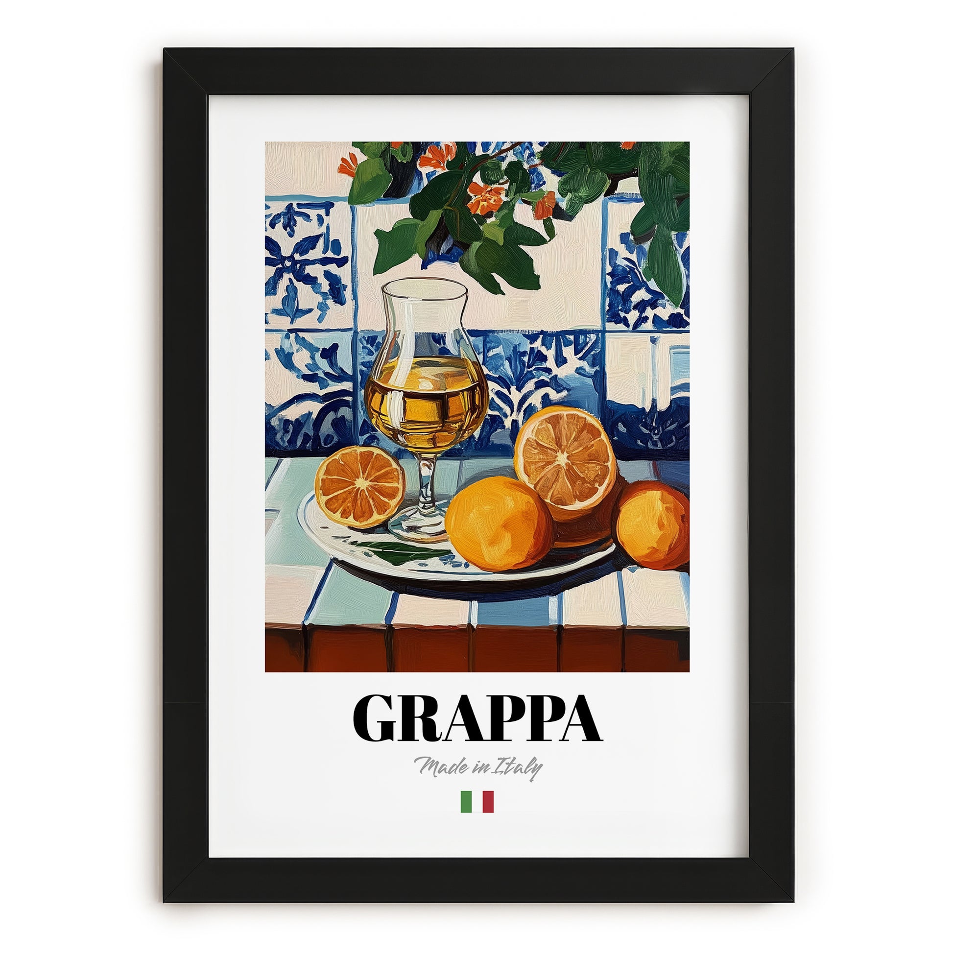 Grappa – Italian Spirit Drink, Cocktail Lounge Wall Art, in sleek black frame