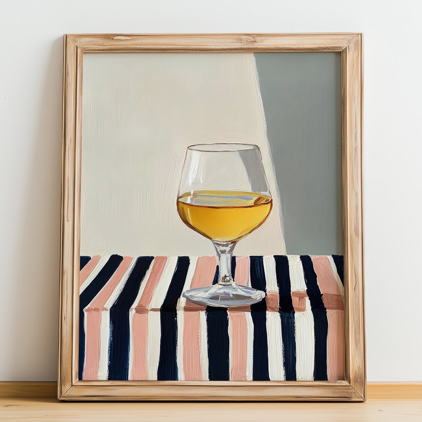 Grappa – Italian Spirit Drink, Rooftop Terrace Illustration, no-text version framed in wood