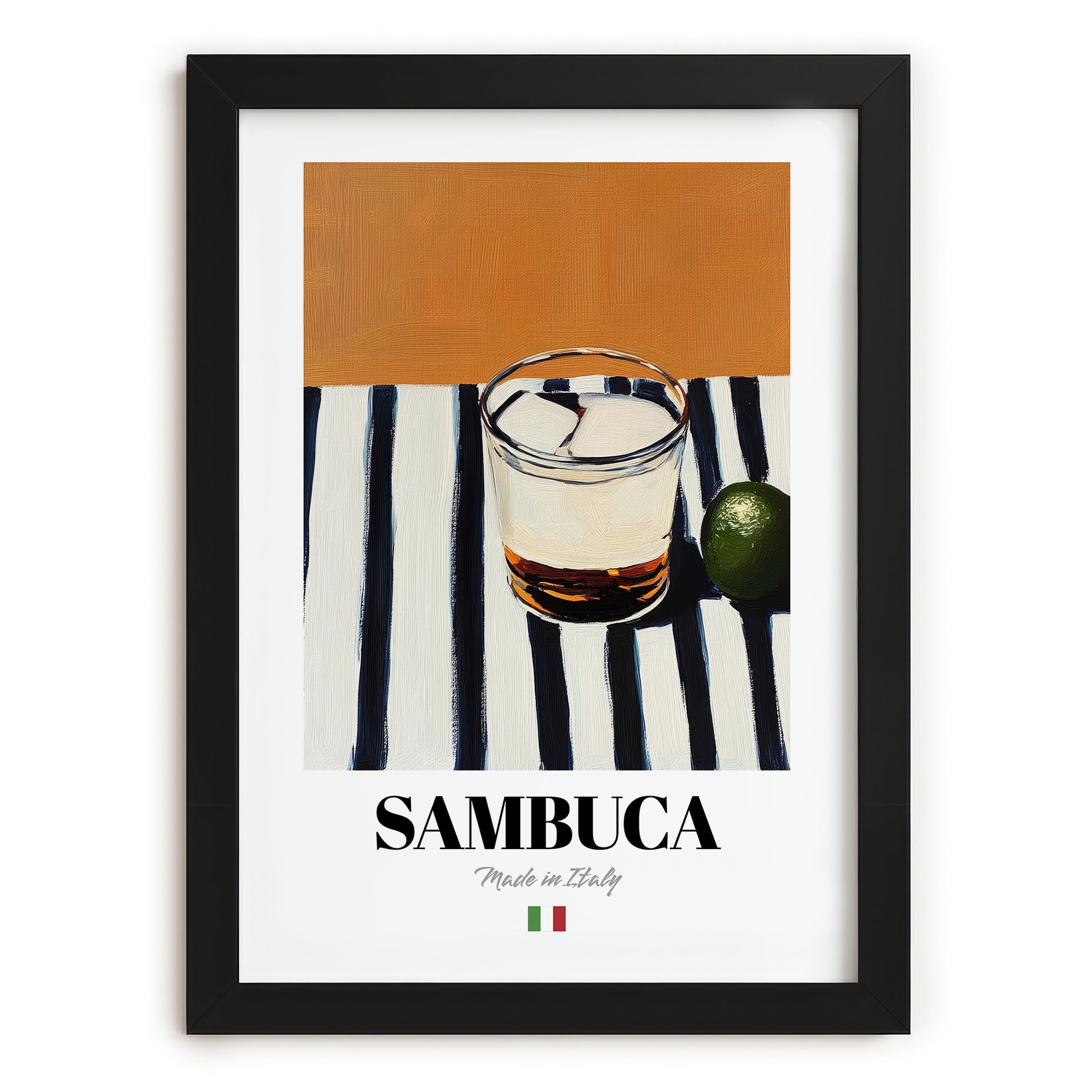 Sambuca – Italian Liqueur Drink, Hotel Lobby Poster, in sleek black frame