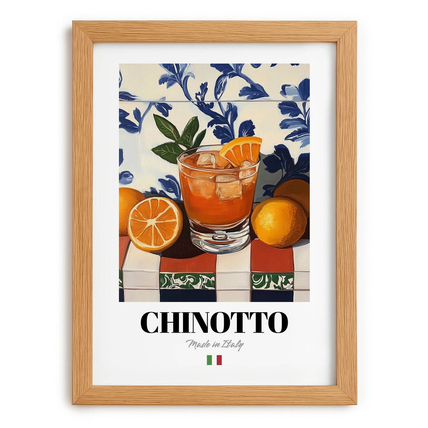 Chinotto – Italian Beverage Drink, Hotel Lobby Poster, set in oak frame